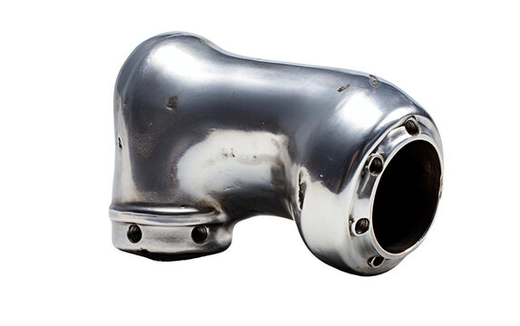 Weld Iron Elbow with New Silver Hue on a Transparent Canvas