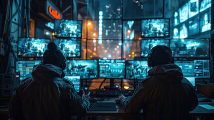 Military surveillance teams operate from the Central Office for Cyber Control to monitor the city.
