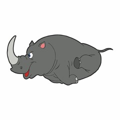 Rhino animal cartoon. Flat image
