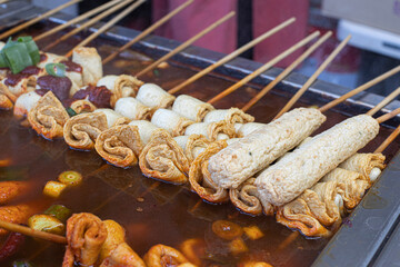 korean street food of fish cake in winter