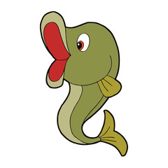 Fish cartoon, sea animal. Vector image