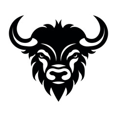 black vector yak head icon on white background