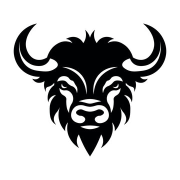 black vector yak head icon on white background
