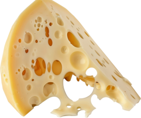 Swiss cheese wedge, cut out transparent
