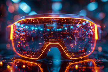 VR/AR googles. smart glasses with futuristic technology background - obrazy, fototapety, plakaty