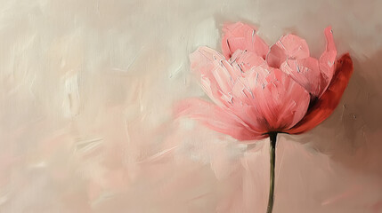 Artistic rendition of a pink flower with elegant brushstrokes on a simple background,ai generated