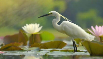  Little Egret in the Lotus Pond high quality photo 