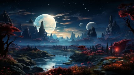 Exoplanet with bioluminescent flora and fauna