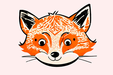 cute minimalist animal logotype mascot , orange fox head