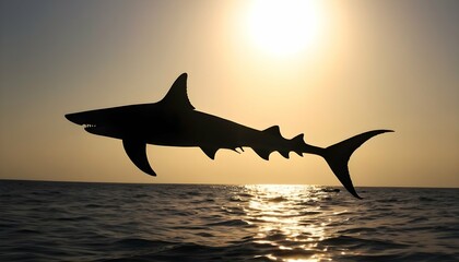 A Hammerhead Shark With Its Distinctive Silhouette - obrazy, fototapety, plakaty