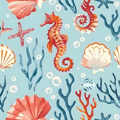 Cercles muraux Vie marine under sea seamless pattern background