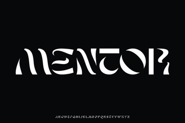 Abstract decorative stencil type alphabet display font vector. Trend psychedelic typeface