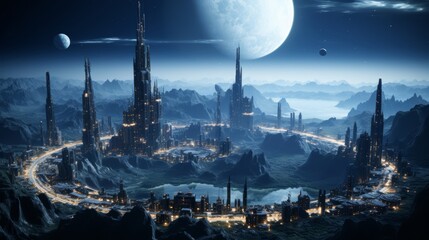 A city built on a planet in space