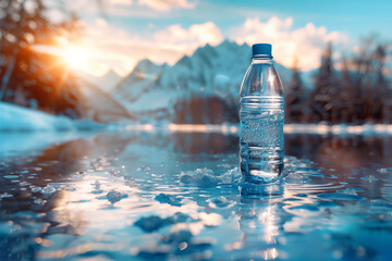 Highland Refresher: Bottle with Scenic Mountain Backdrop
