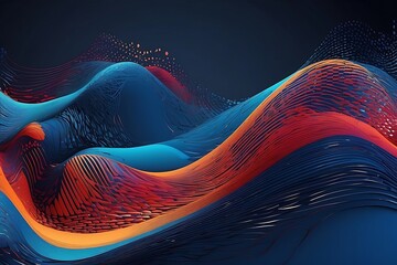 Abstract colorful background with flowing lines and dots. - obrazy, fototapety, plakaty