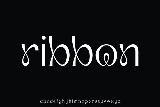 Unique decorative ribbon style alphabet display font vector illustration