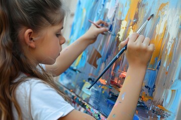 child girl painting