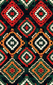Traditional African Beadwork Pattern in Vibrant Colors for Cultural Home Decor