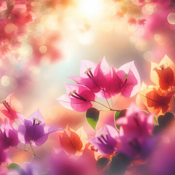 Piękne kwiaty bungenwilla, dekoracja generative ai