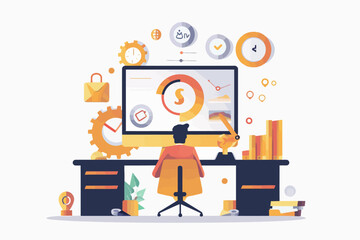 Flat Design Computer Office