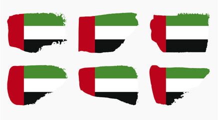 United Arab Emirates flag set with palette knife paint brush strokes grunge texture design. Grunge brush stroke effect