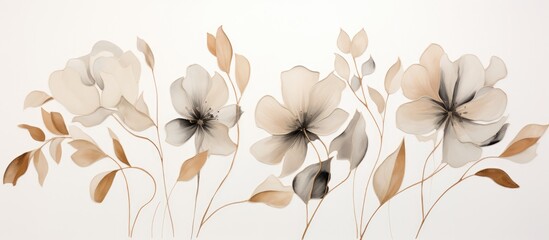 Abstract botanical with minimalist style perfect for art gallery and modern interior design - obrazy, fototapety, plakaty