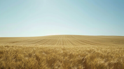 Obraz premium Photograph an expansive wheat field with a simple, clear sky, emphasizing the beauty of agricultural landscapes