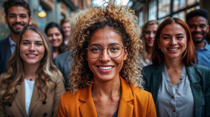 Fototapeta premium Group of business people, successful team, professional men and women smiling 
