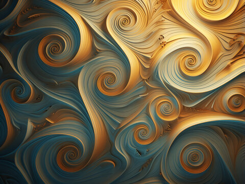 Artistic spirals swirls illustration. AI Generation.