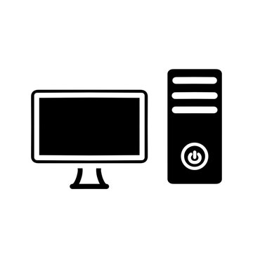 Pc computer icon in flat style. Desktop vector illustration on white isolated background. Device monitor business concept.