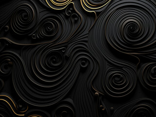 Fototapeta na wymiar Swirling patterns on a black background image. AI Generation.