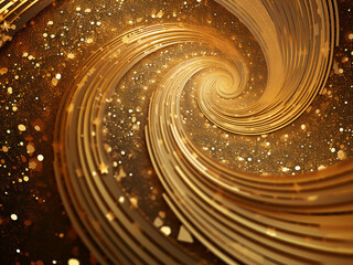 Radiant spirals and swirls on a golden backdrop. AI Generation.