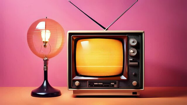 Effetto rumore statico sul vecchio televisore vintage, stanza retr&ograve;