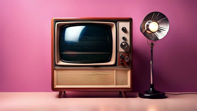 Effetto rumore statico sul vecchio televisore vintage, stanza retr&ograve;