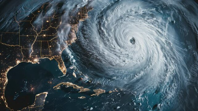 Destructive Power of Hurricane  View From Space Illustration