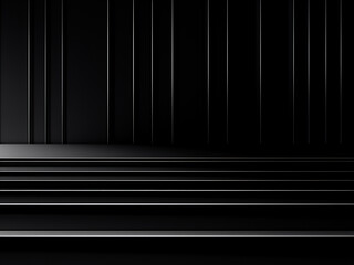 Graphic design of black background with stripes and lines. AI Generation.