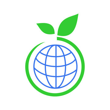 Green eco globe icon. Vector image