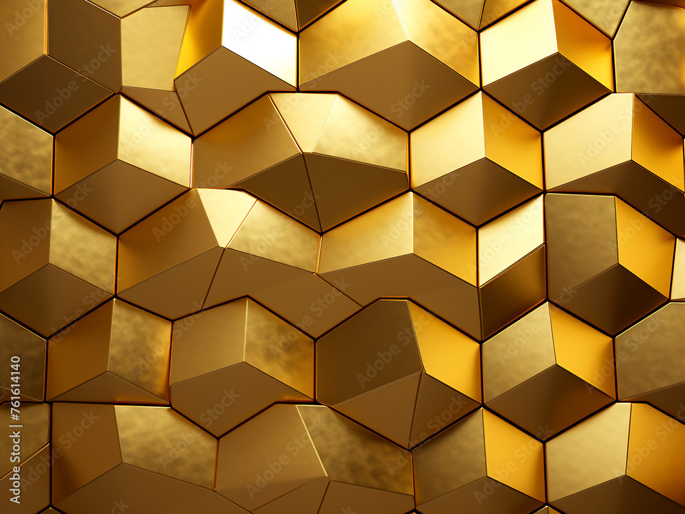 Wall mural radiant tessellation: an elegant illustration with a gold backdrop. ai generation.