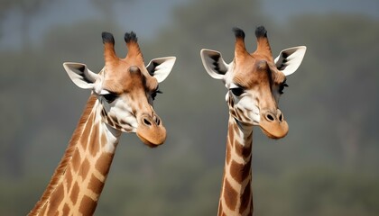 A Giraffe With Its Ears Flattened Back Alarmed - obrazy, fototapety, plakaty