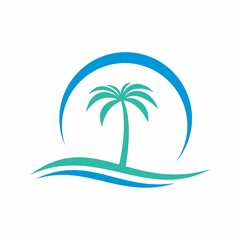 Ocean sea beach logo design image