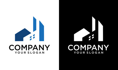 Vector city buildings silhouette icons
