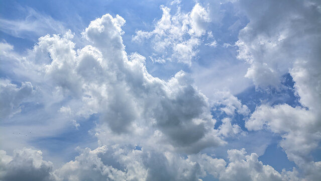 Blue sky and white clouds Background, A beautiful sky view