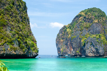 Maya Bay - Beautiful beach in Phi Phi Island - Thailand, March 2024
