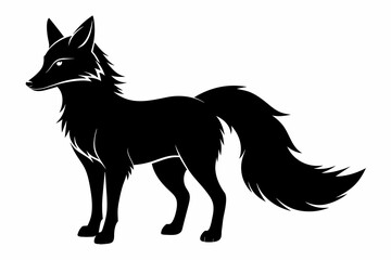 fox silhouette vector on white background.