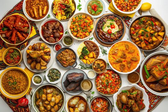 Top of view full table of african food