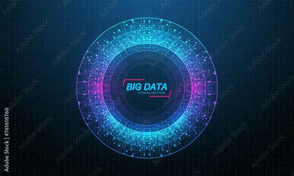 Leinwandbilder Big Data Visualization Logo Template concept. Ideas Design Element For Internet Technology. Quantum Computing Technology. Artificial Intelligence. Blockchain technology. Futuristic vector