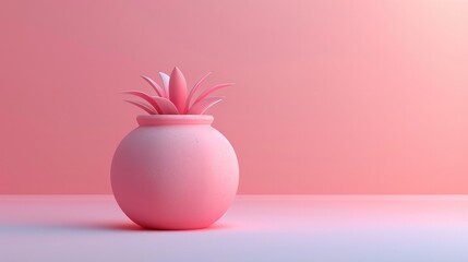 Minimalist Product Photography: High-Detail 3D Rendering of a Business Icon on a Soft Pink Pastel Gradient Background