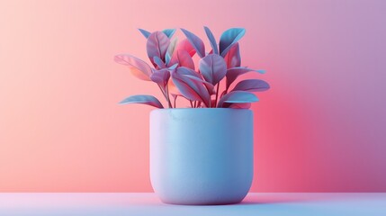 3D Clay Plant Icon in Pastel Gradient - High Render - obrazy, fototapety, plakaty