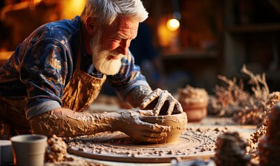 Man Making Clay Bowl