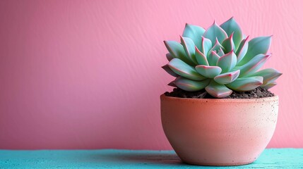 Minimalist Succulent Plant in Terracotta Pot, generative ai